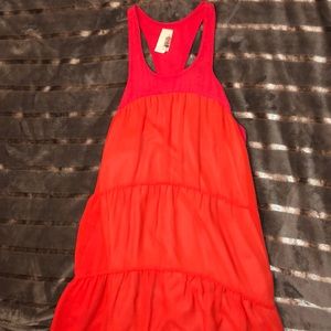 Bright tank dress w/ low back